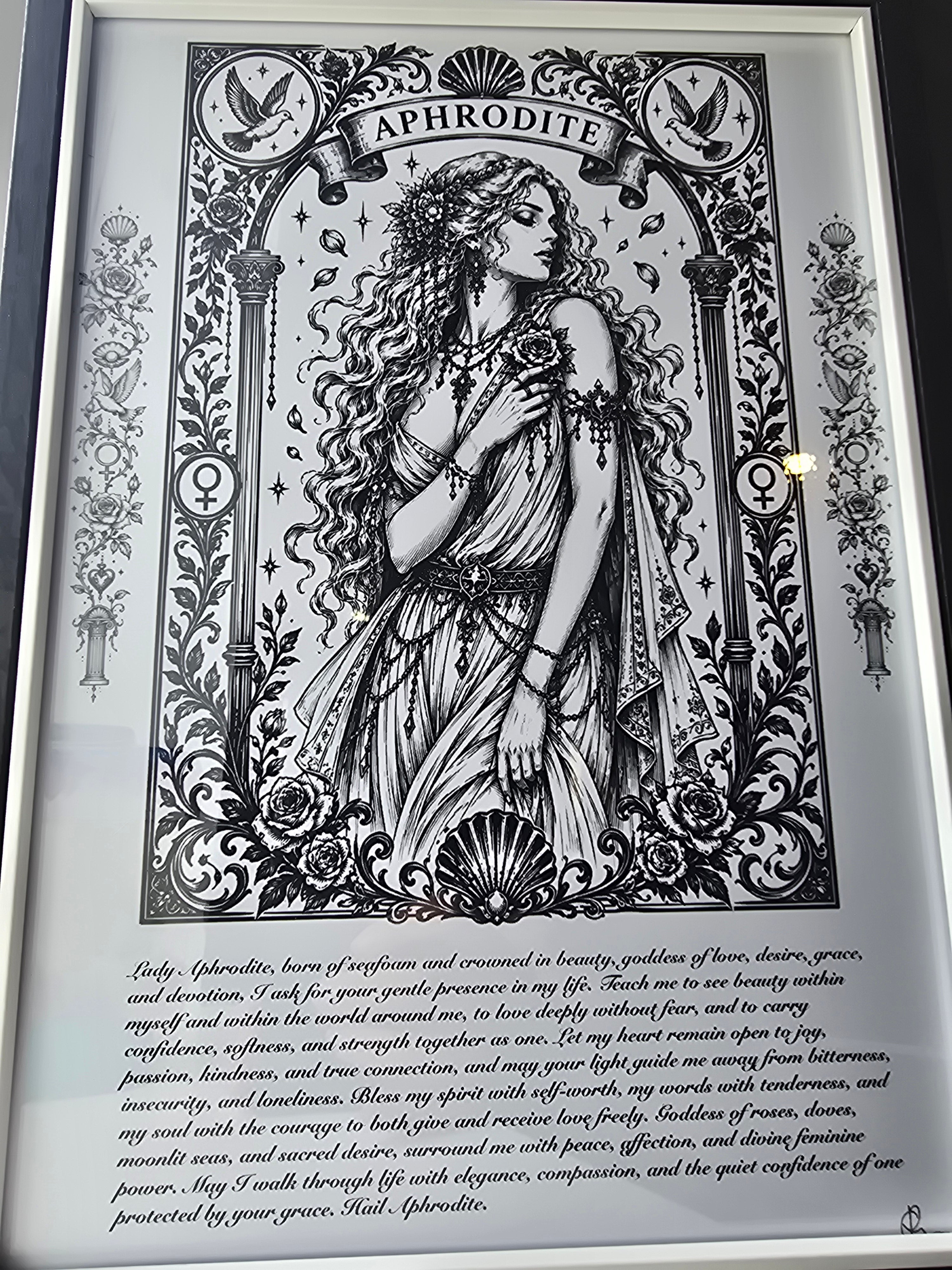 Aphrodite gothic illustration and prayer.