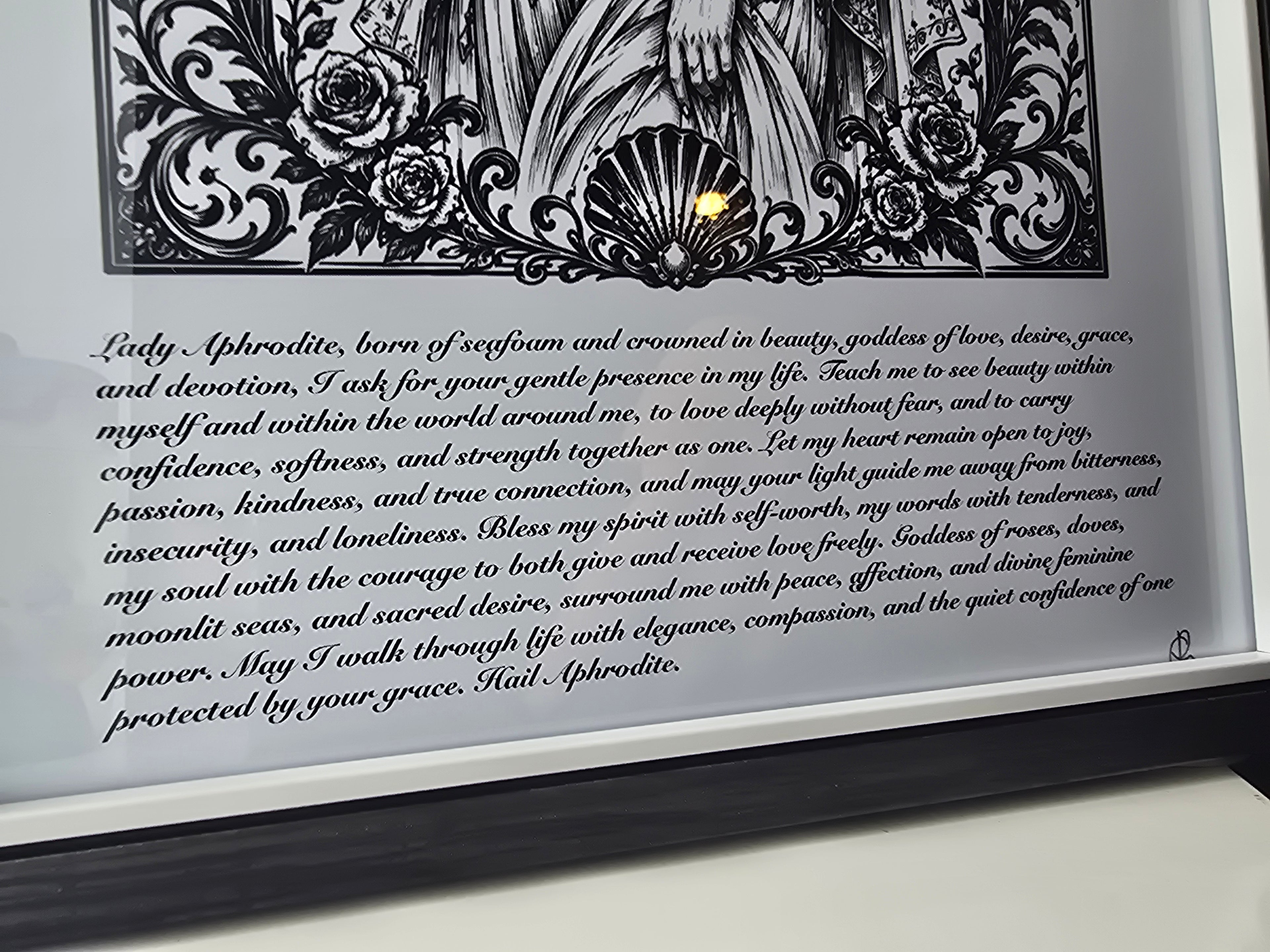 Aphrodite gothic illustration and prayer.